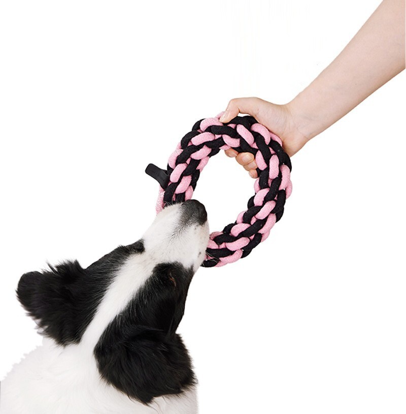 Luuks up - Dog loop rope toy 18cm (Pink & Black)