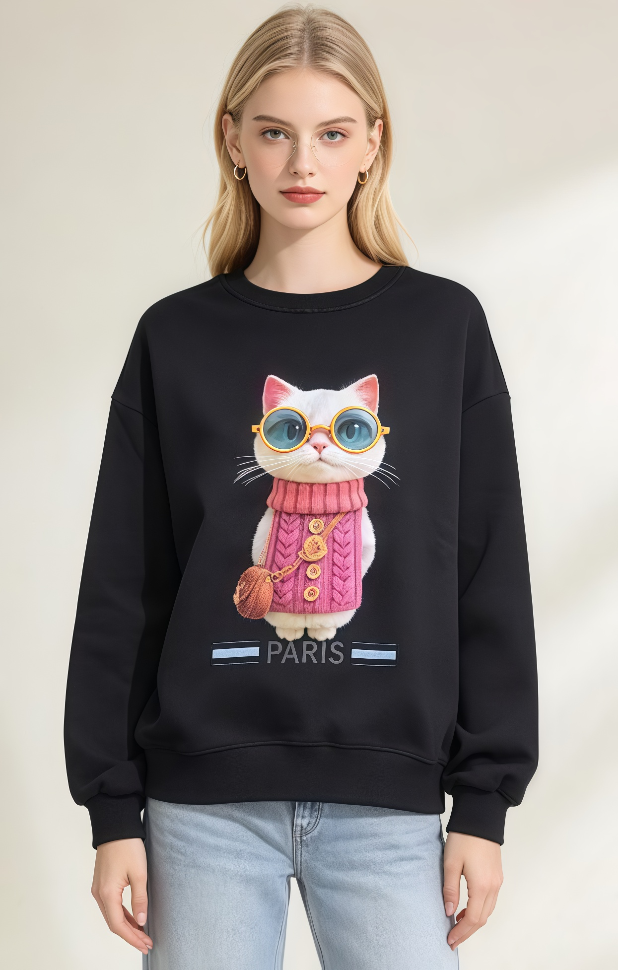 (AS1) (K ICON獨家款)時尚貓咪衛衣 (SIZE: S-3XL)(3件以上平均$379/件,5件以上平均$369/件,買滿12件送隱藏)  #法國Lune de Moon #1910LU