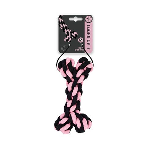 Luuks up - Dog bone rope toy 19cm (Pink & Black)