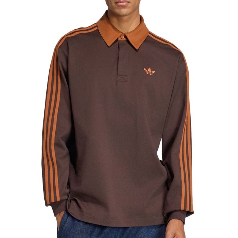 ADIDAS 3S PL 男款 休閒 POLO衫 長袖上衣 棕色 KE4112 [台灣現貨]