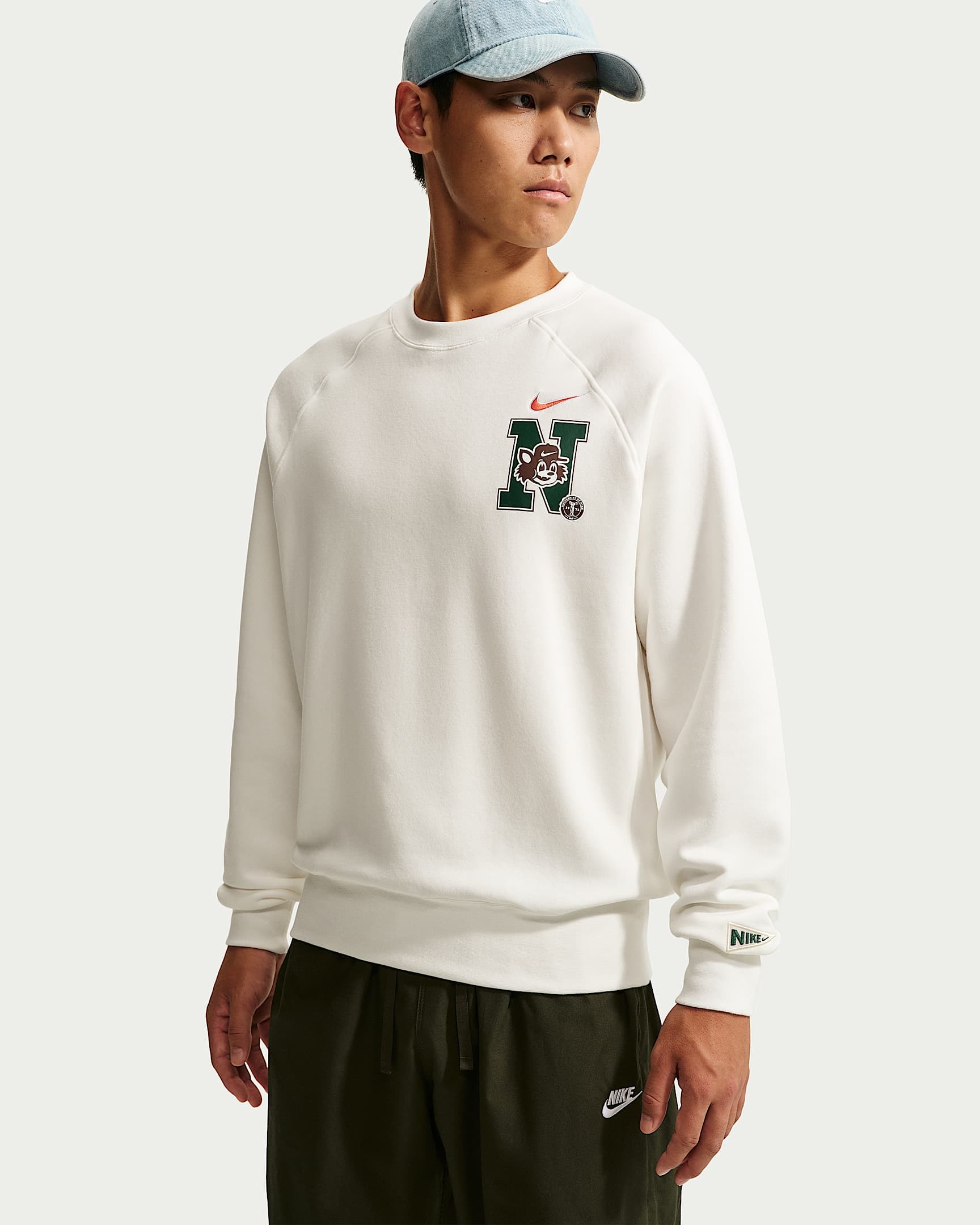 男款 NIKE AS NSW AIR BB EMD FLC C 白色 冷杉綠 寬鬆 內刷毛 印花 休閒 運動 大學T 長T【IZ5515】NKTF