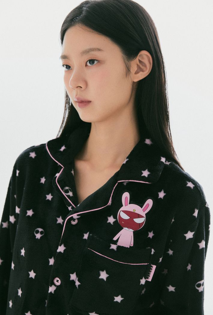 🇰🇷 SPAO X Keroro軍曹 Giroro伍長 黑色 黑粉 睡衣 長袖 長褲 刷毛 套裝 / 預購
