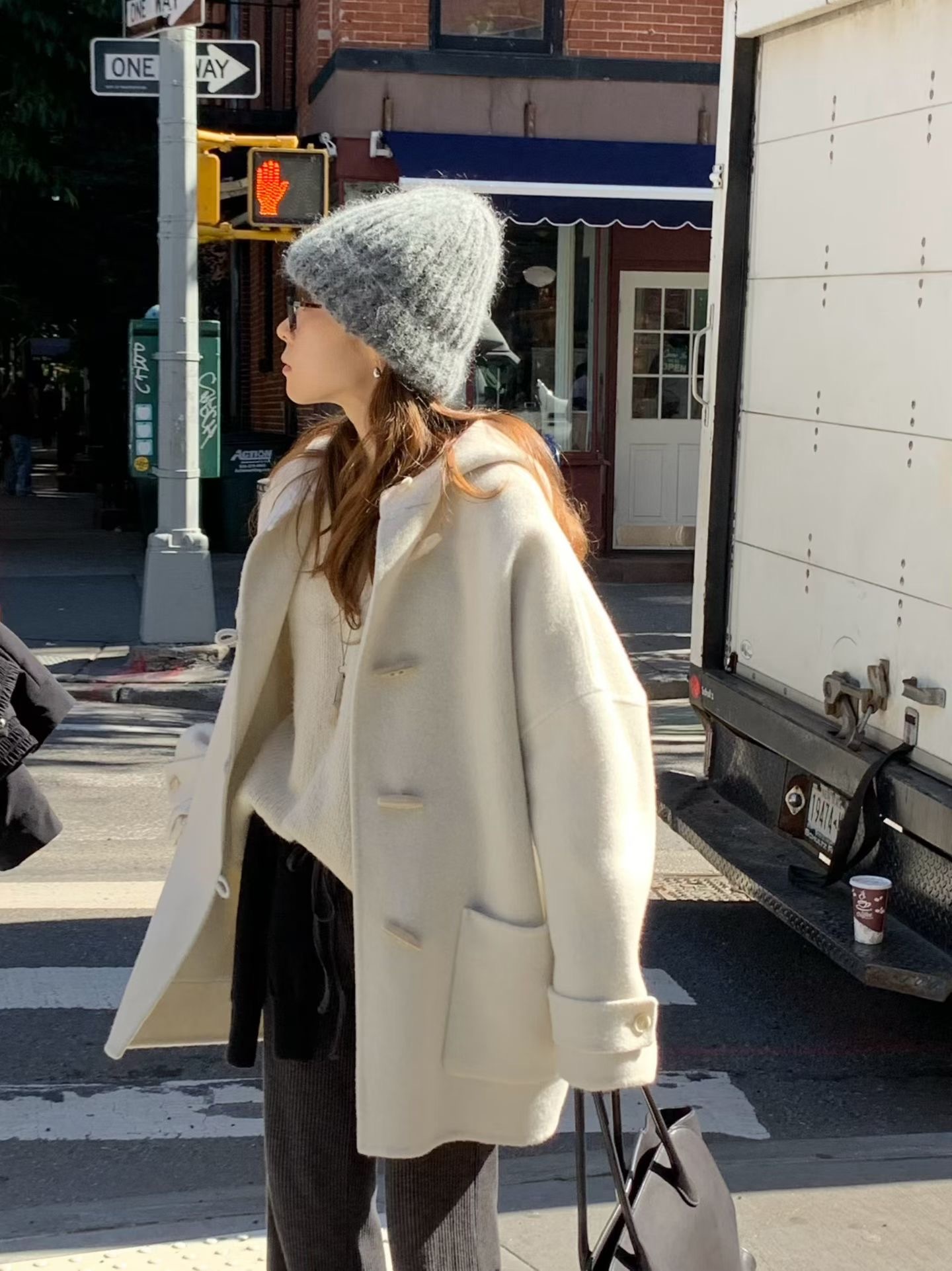 OU2606 HD Hoodie cashmere duffle coat