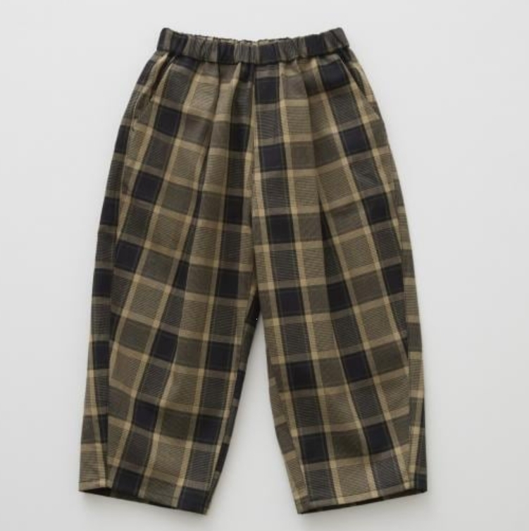 ELFINFOLK 英倫風格紋彎刀褲 Block Check Barrel Pants - beige