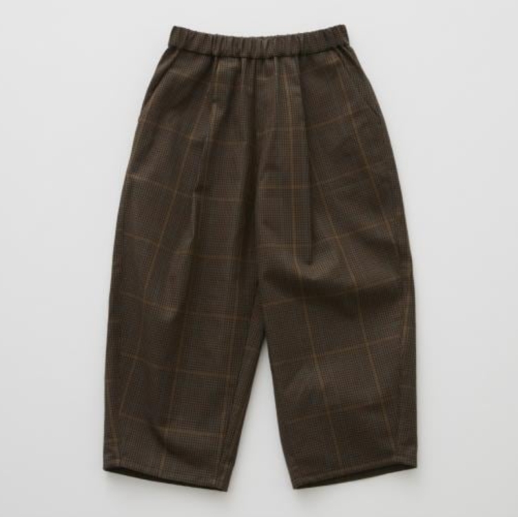 ELFINFOLK 英倫風格紋彎刀褲 Block Check Barrel Pants - dark brown