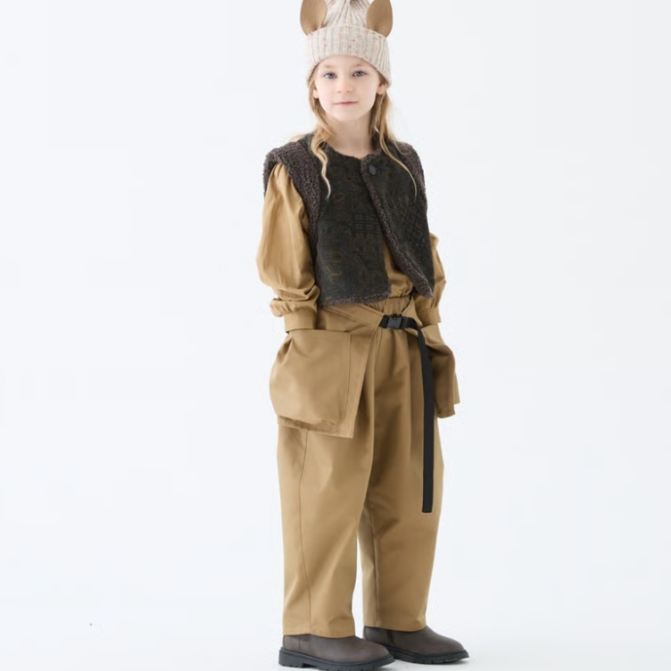 ELFINFOLK 百搭單色彎刀褲 Iridescent Gabardine Barrel Pants - camel