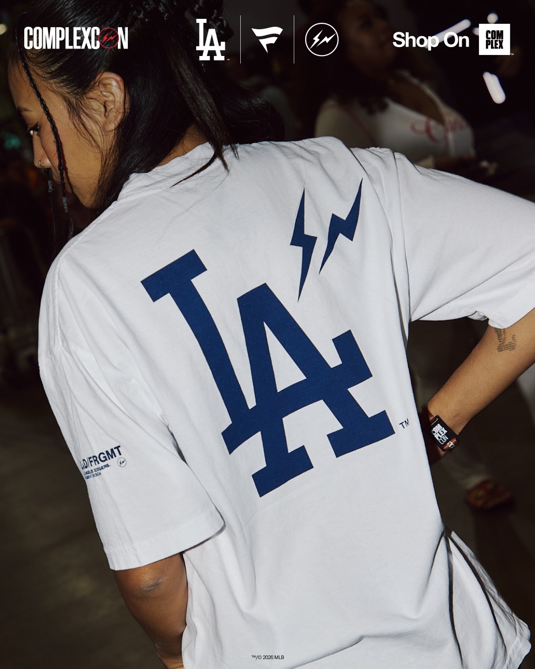 FRAGMENT X LOS ANGELES DODGERS SCRIPT BOLT HEAVYWEIGHT TEE (白色/黑色) 短TEE 藤原浩 洛杉磯道奇隊 聯名款 閃電
