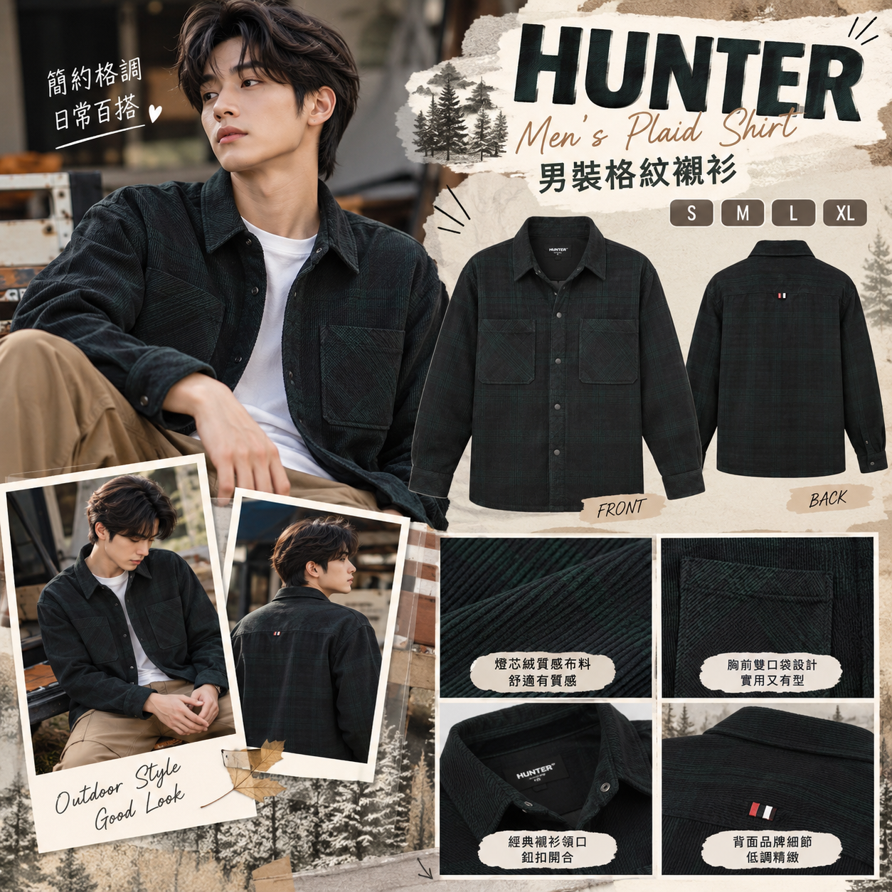 【預購】HUNTER N101458 男裝格紋襯衫