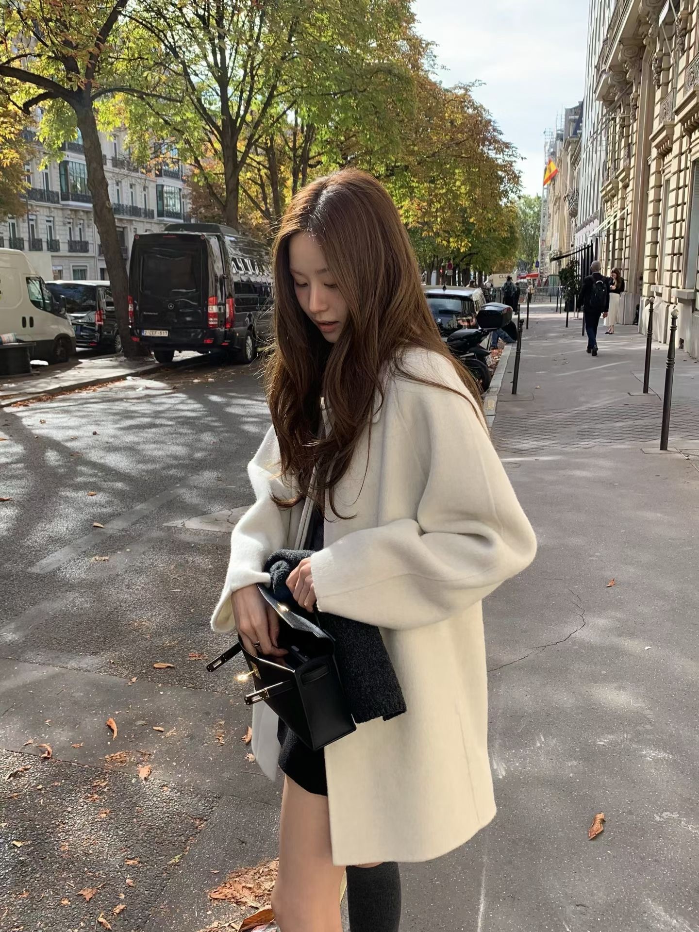 OU2610 HD Cony cashmere raglan coat