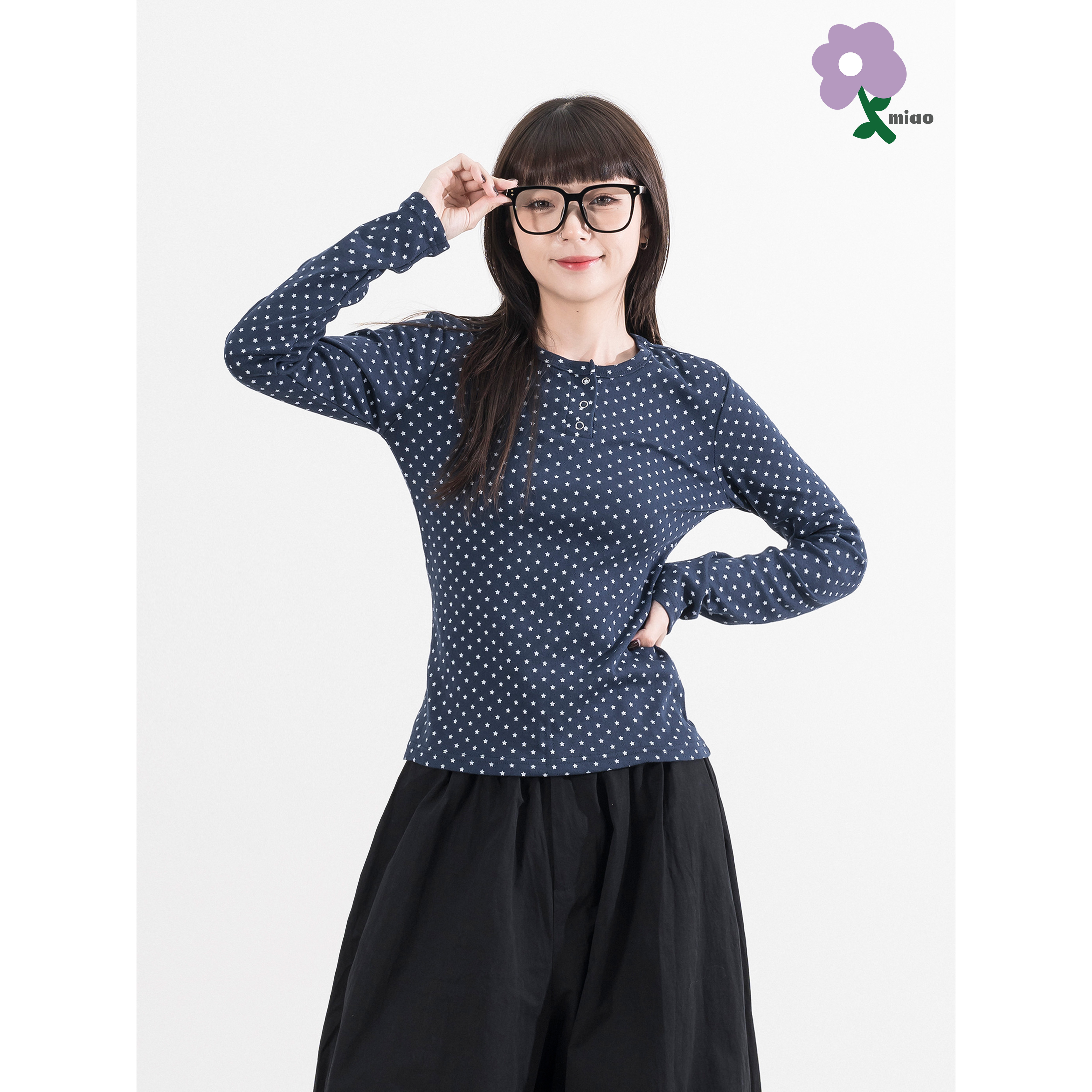 MIAO Star Henley LS Tee 女裝 星星 亨利領長袖Tee [M-LT1]