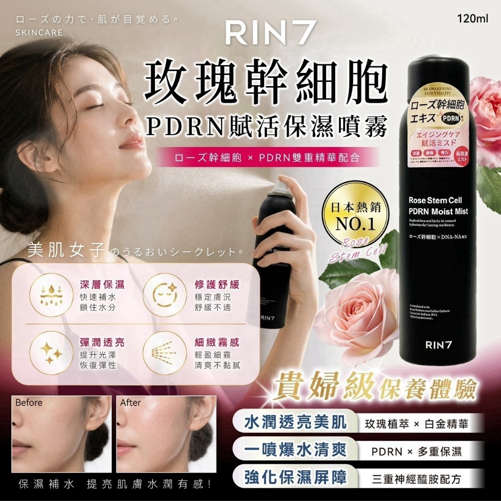 WSBB12461  RIN7 玫瑰幹細胞 PDRN 賦活保濕噴霧 120ml（12月上旬）