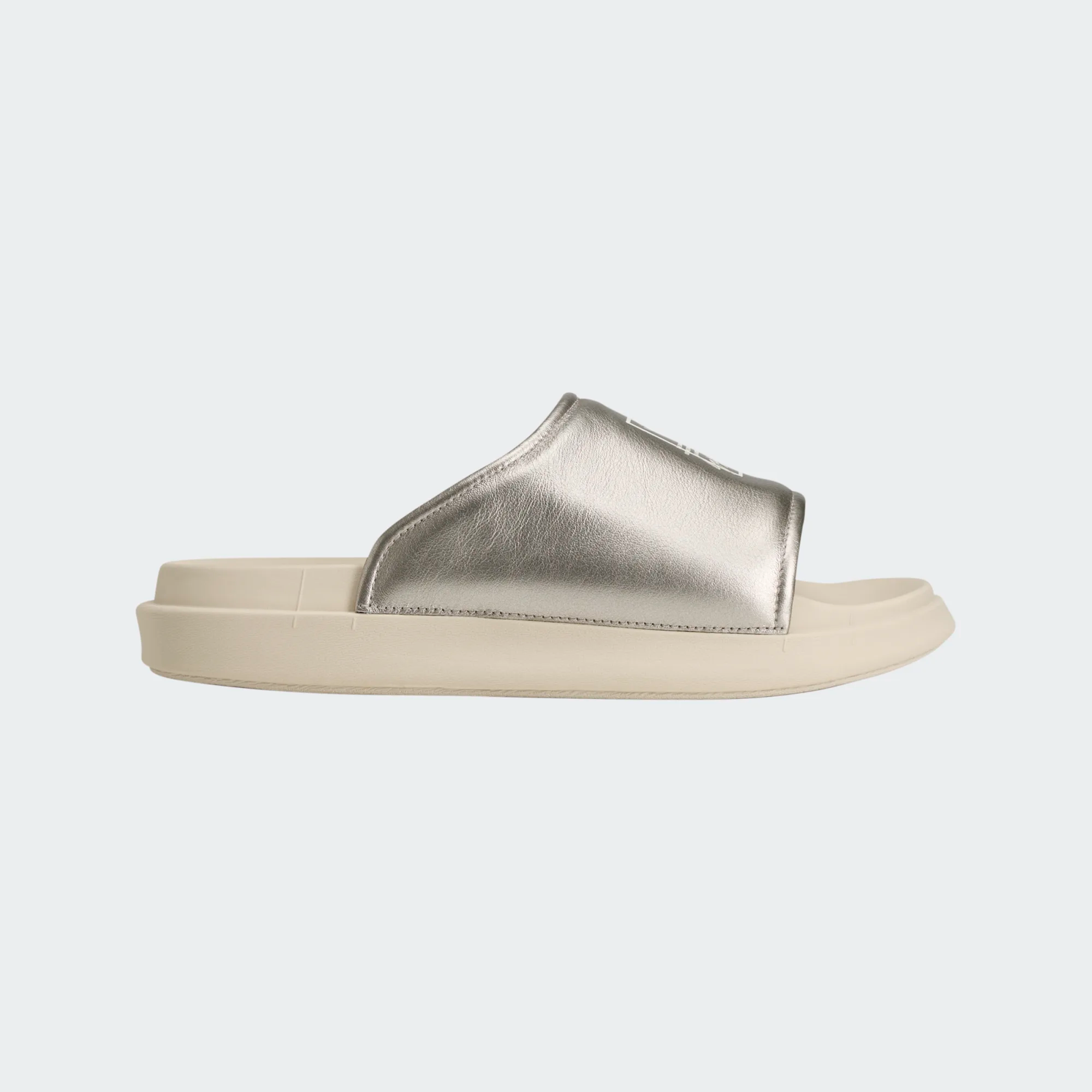 【 Y-3 SLIDE 頂級拖鞋 - 皮革銀X米白 】