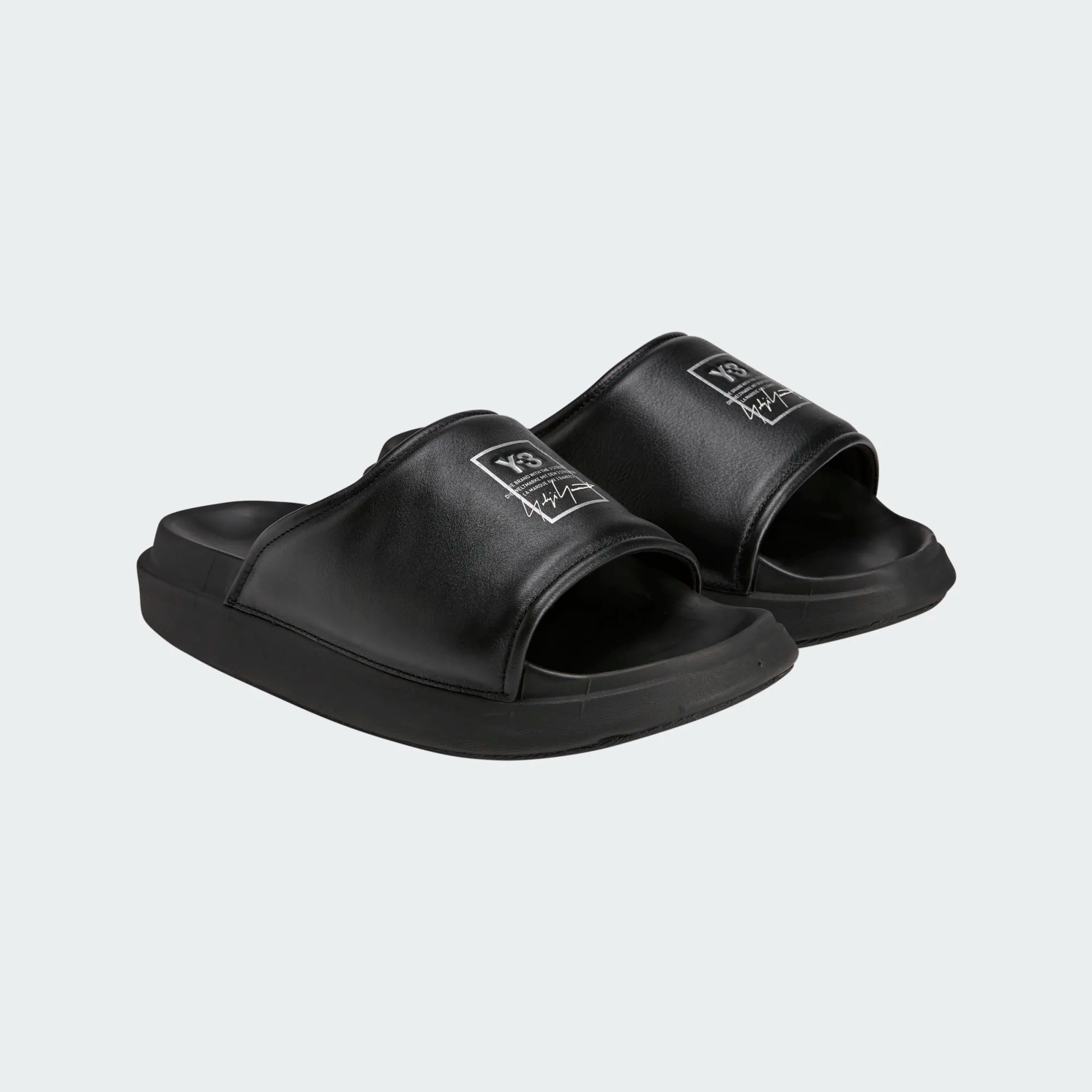 【 Y-3 SLIDE 頂級拖鞋 - 皮革黑 】