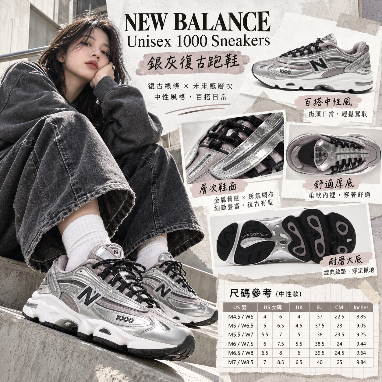 【預購】NEW BALANCE N101404 男女同款跑鞋 (銀灰色)