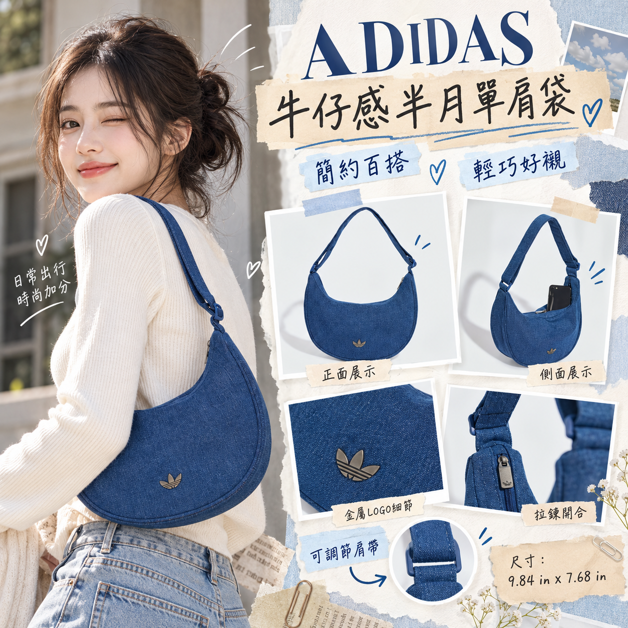 【預購】ADIDAS N101407 半月包 (藍色)