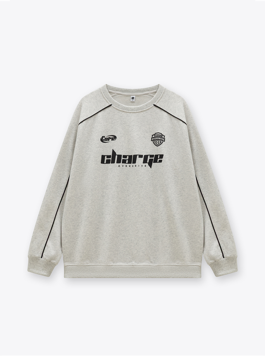 潮流滾邊線條印花大學TEE