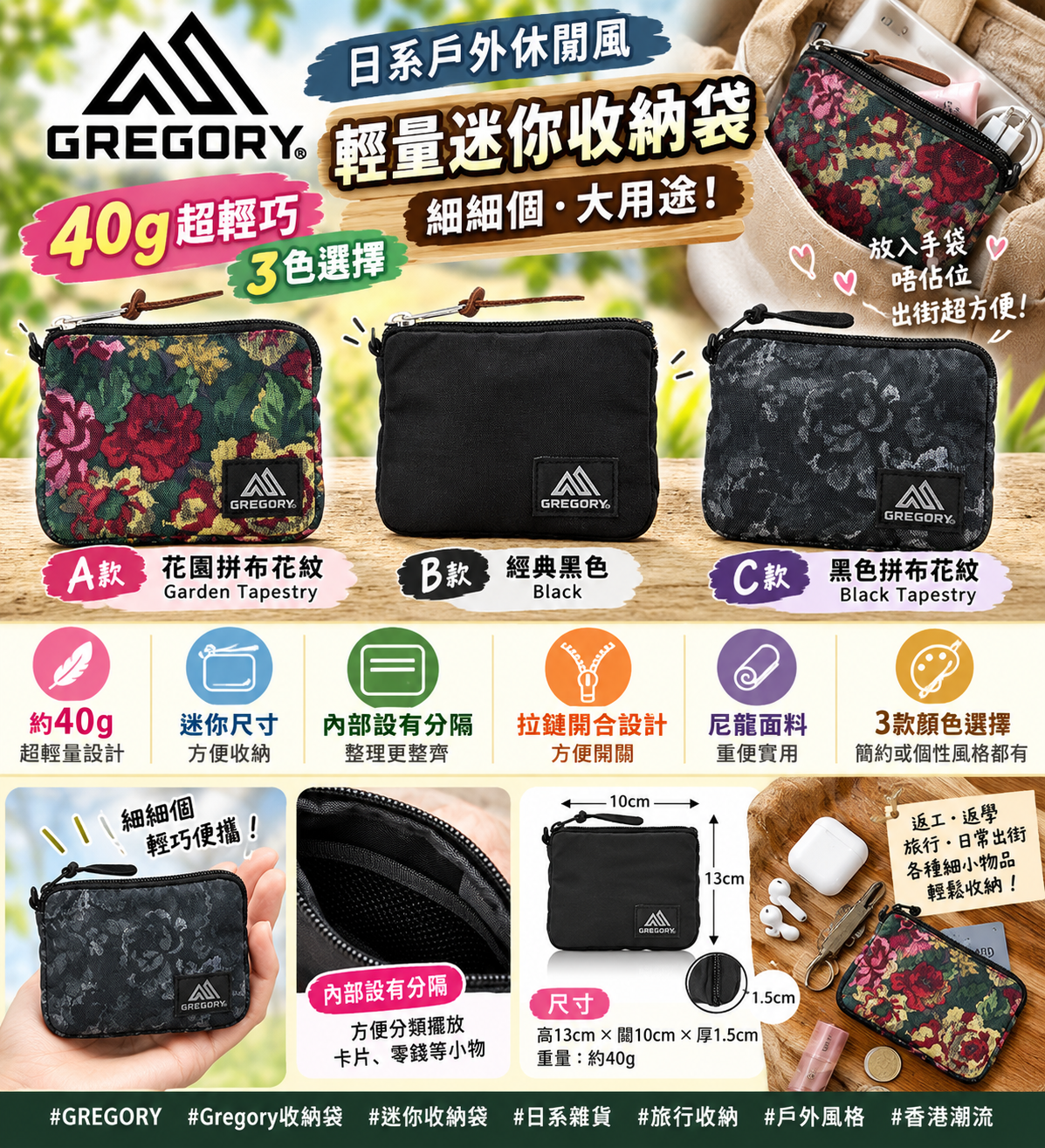 【預購】J101406 GREGORY 輕量迷你收納袋