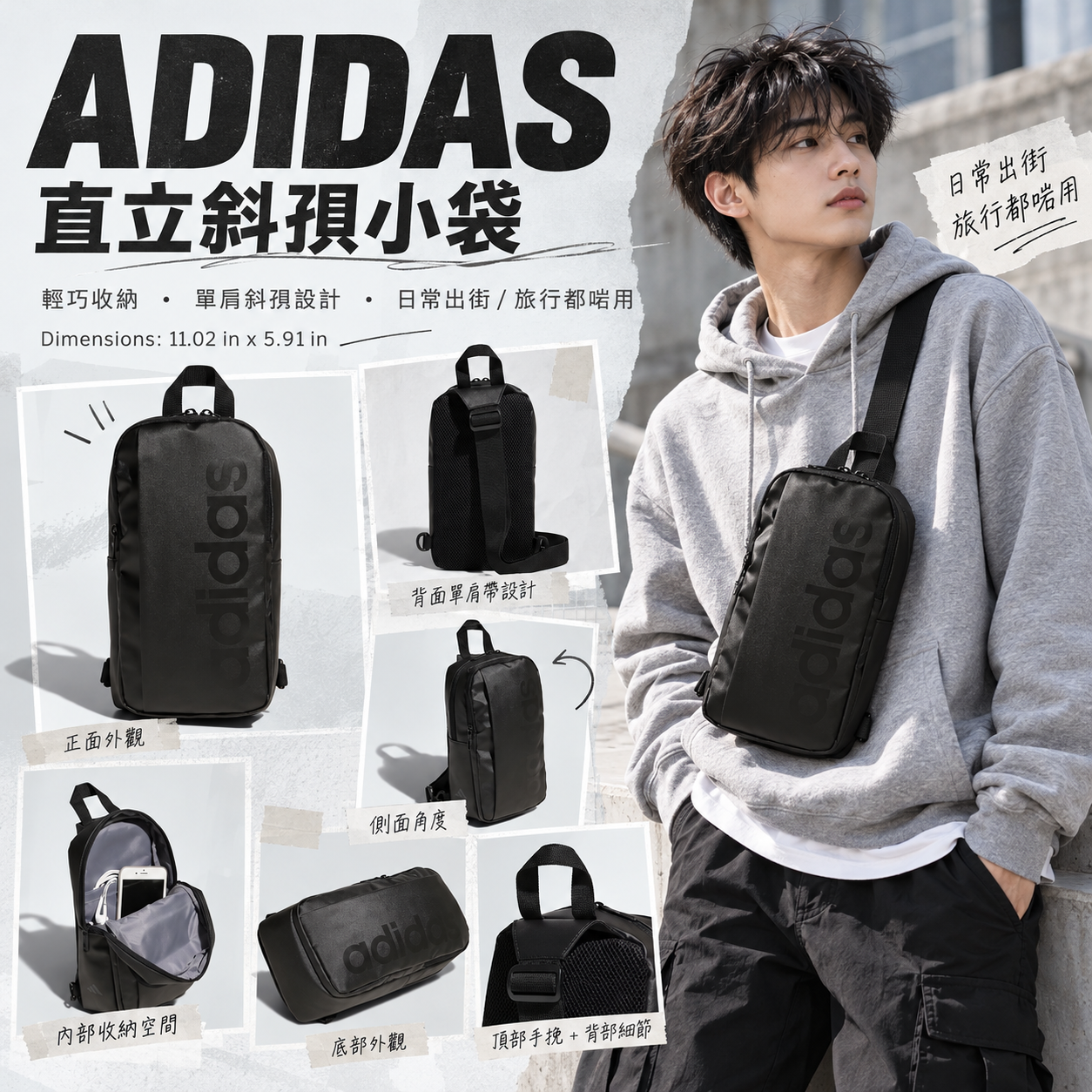 【預購】ADIDAS N101412 側背單肩包 (黑色)