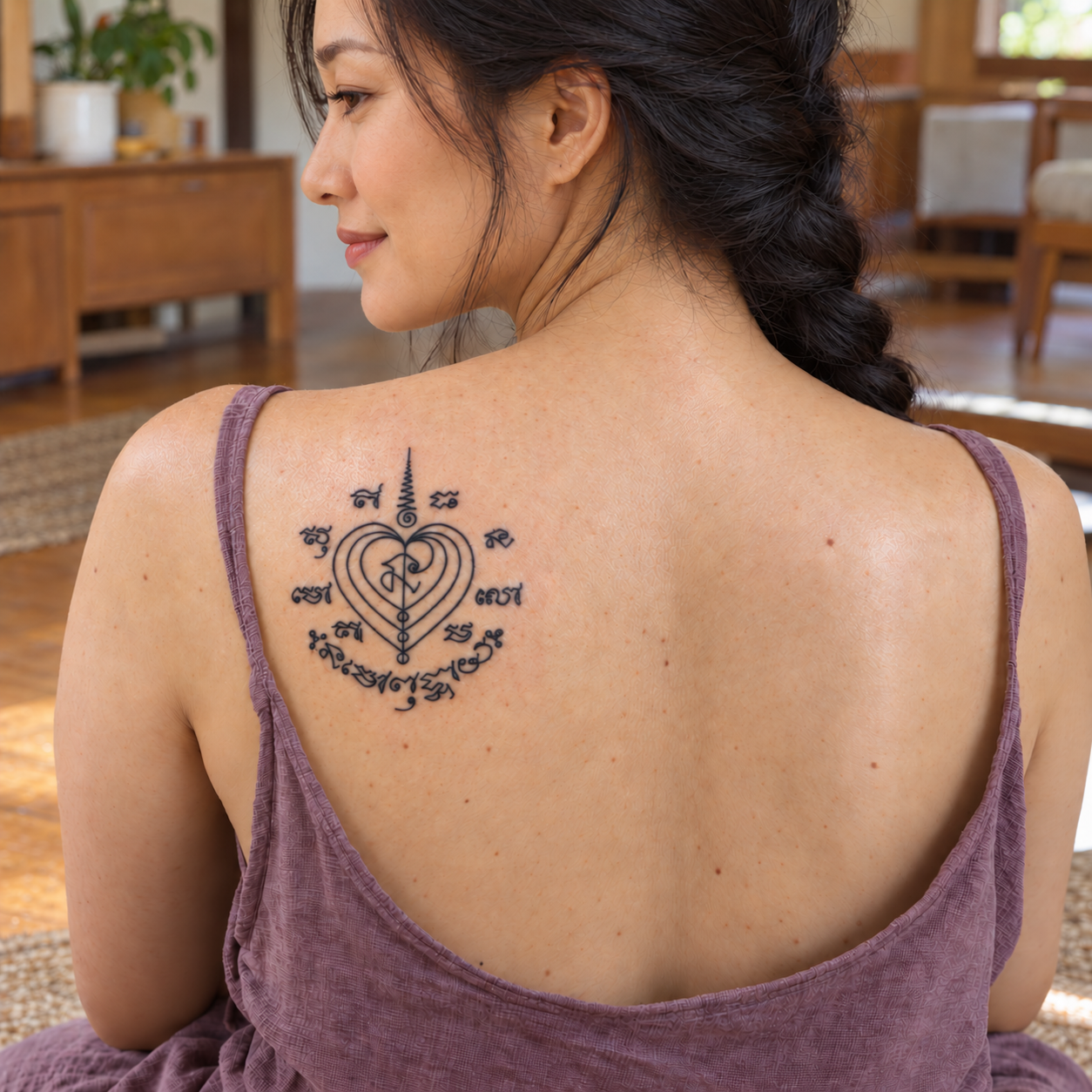 魅力古符|刺青近景・左上背肩胛處(模擬示意)