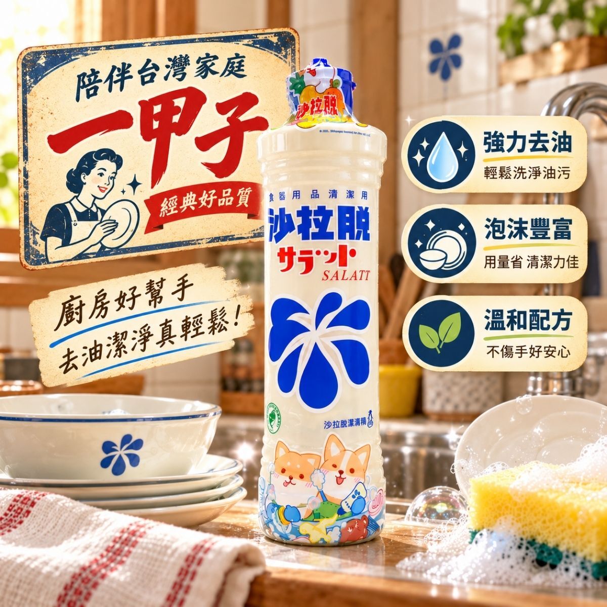 沙拉脫洗碗精800ML｜食器清潔劑 去油洗碗精 碗盤清潔 廚房洗潔精【輕鬆購五金百貨】