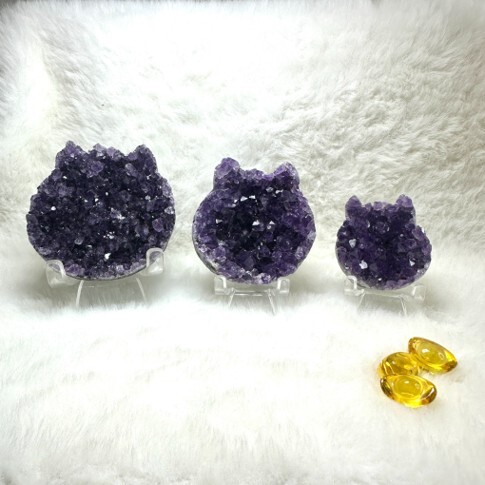 (D) 巴西紫晶貓頭 (中) (45×45×12mm) (隨機發貨) - 水晶 #A4 #2110SA