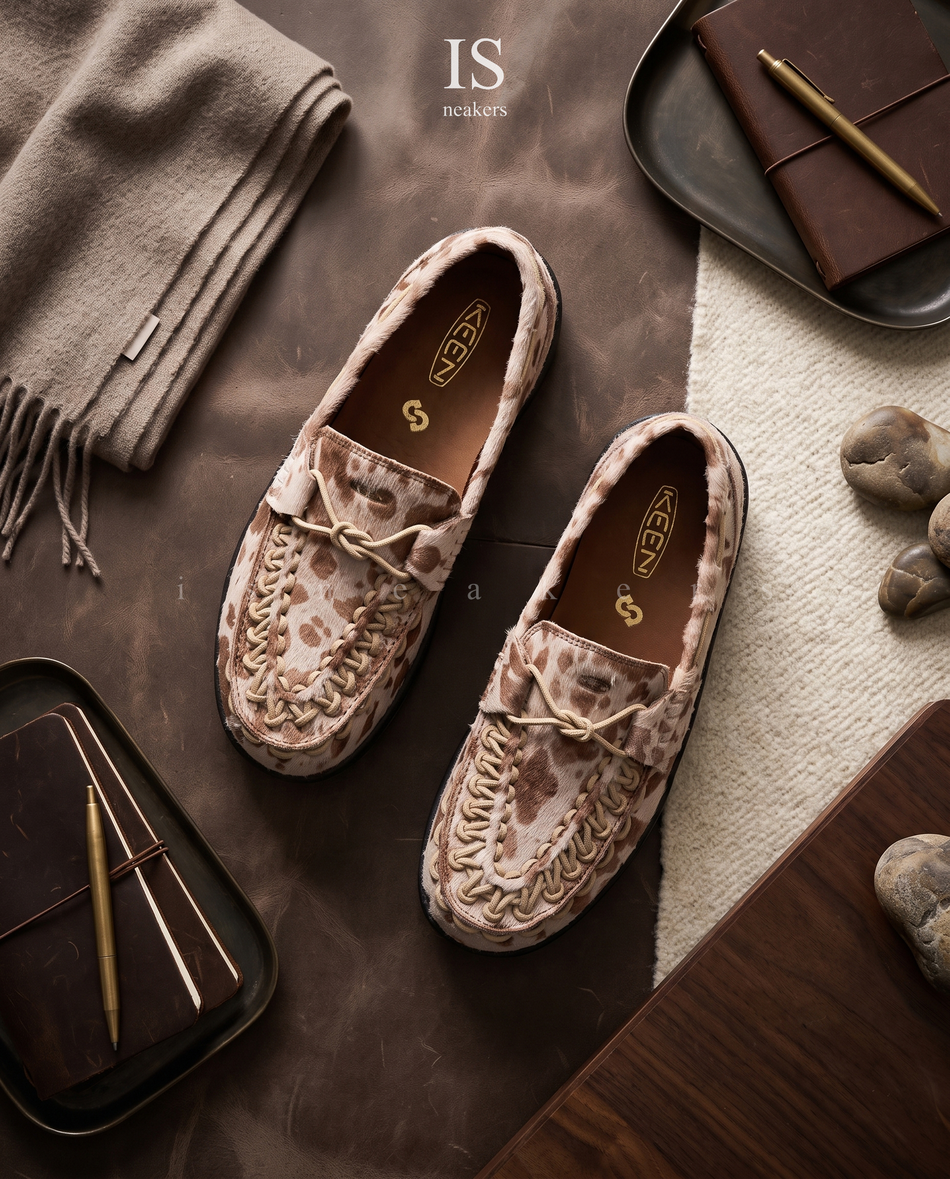 iSNEAKERS｜Keen Uneek Loafer "Cow Print" 乳牛紋 米白棕 1032749