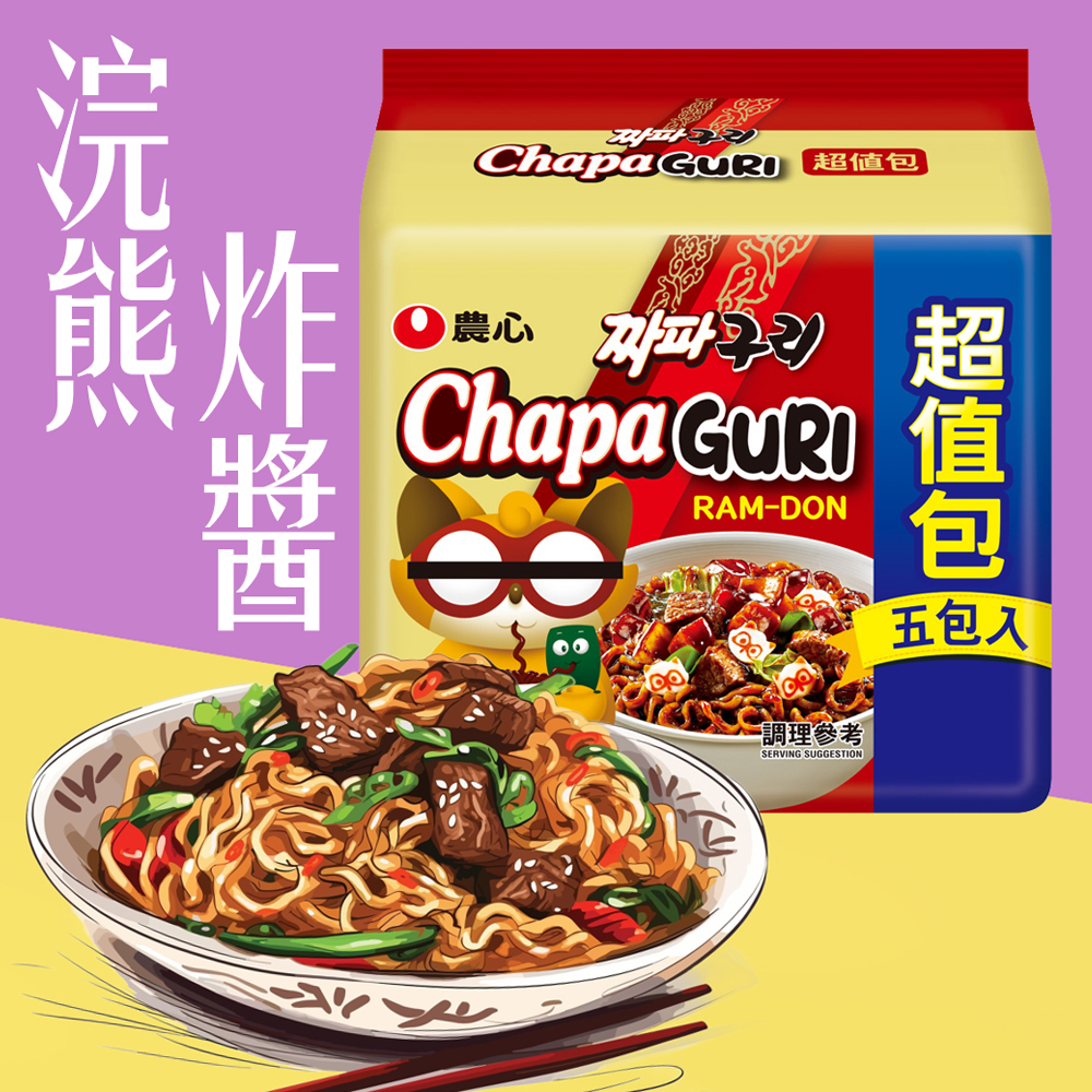 農心 浣熊 炸醬 炒碼 烏龍麵 5入