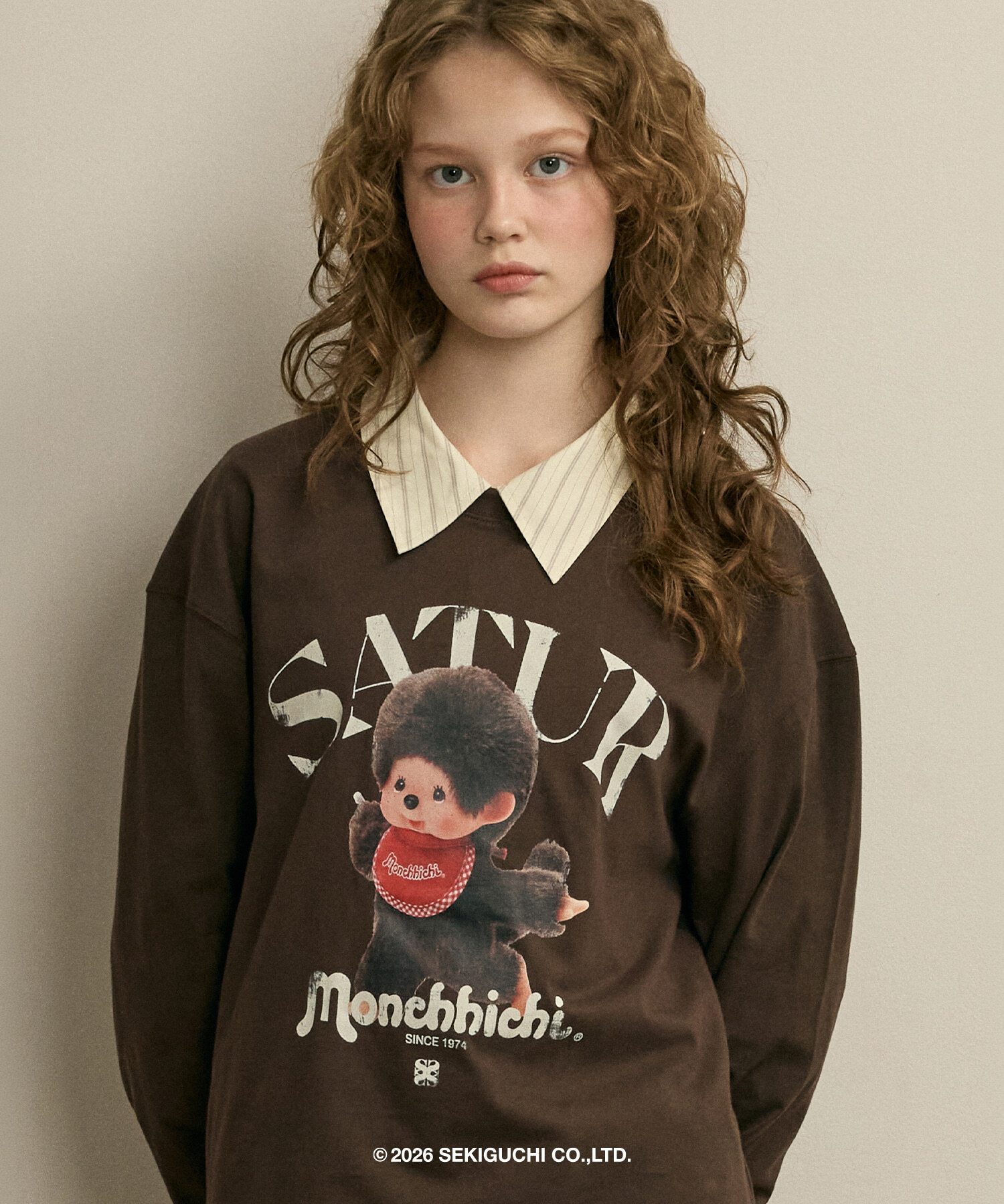 韓國聯乘限定！Satur X Monchhichi Arch Logo Long Sleeve (3 Colours)