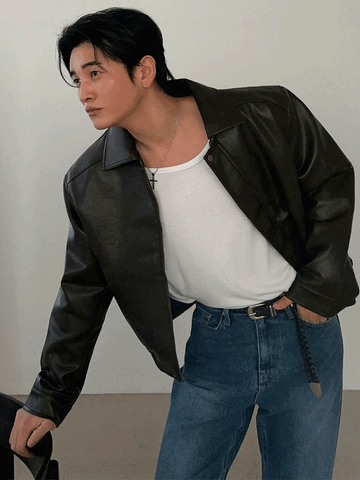 Washed Aging Leather Jacket