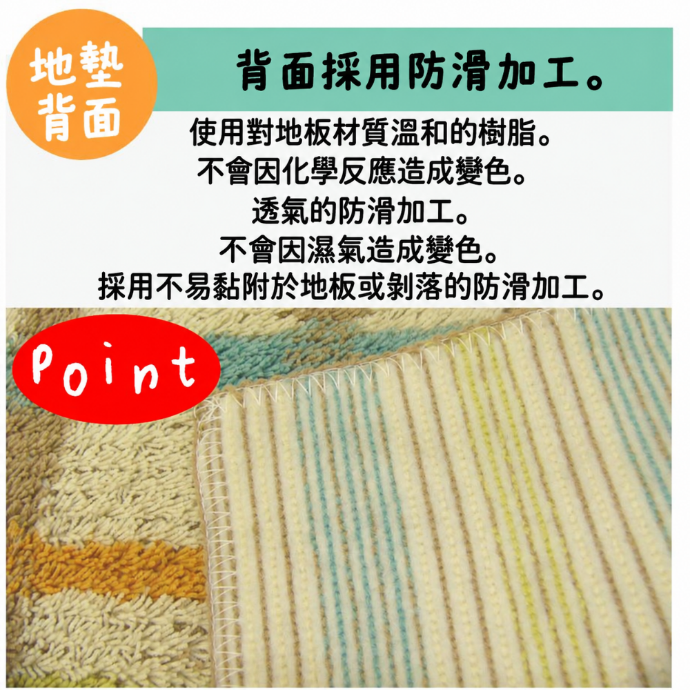 《尾崎》Roberta Viviani系列 日本製抗菌防臭撞色地墊 45×75cm