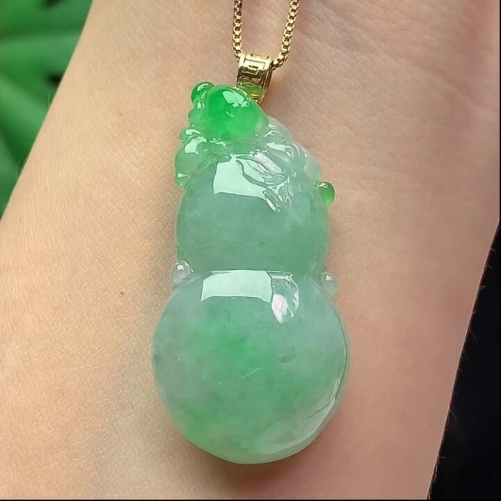 翡翠飄綠葫蘆,天然翡翠A玉, 緬甸玉, Jade, Jadeite