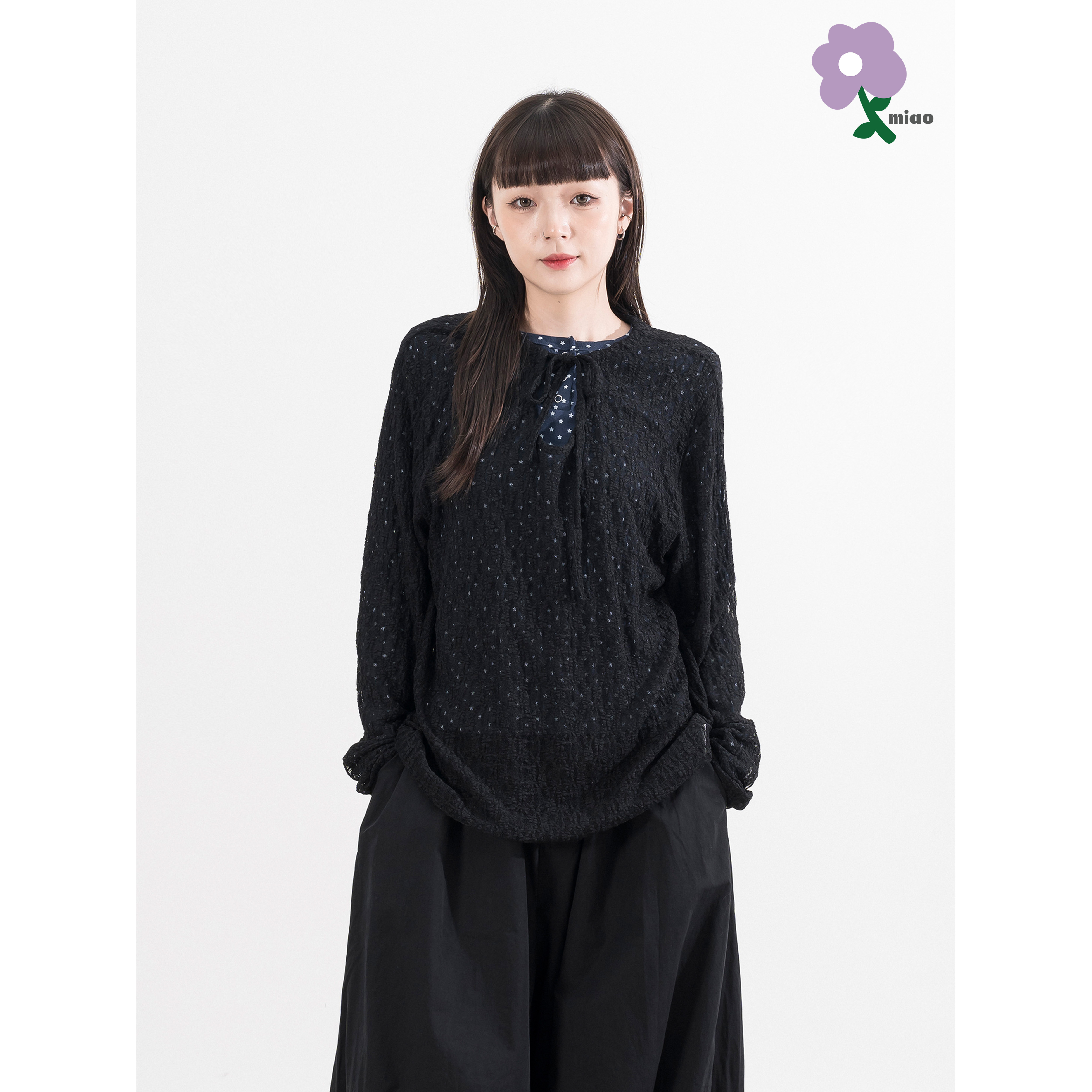 MIAO Lace Straps LS Top 綁帶 蕾絲長袖上衣 [M-LT2]