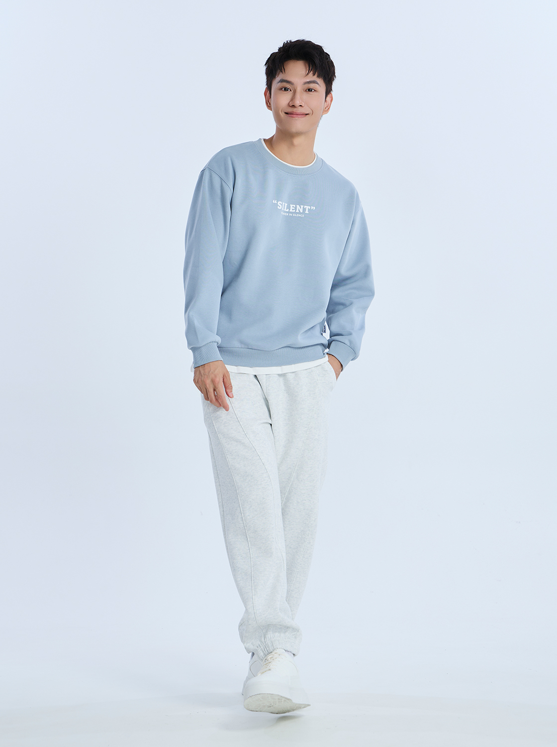 【期間限定】標語印花假兩件大學TEE
