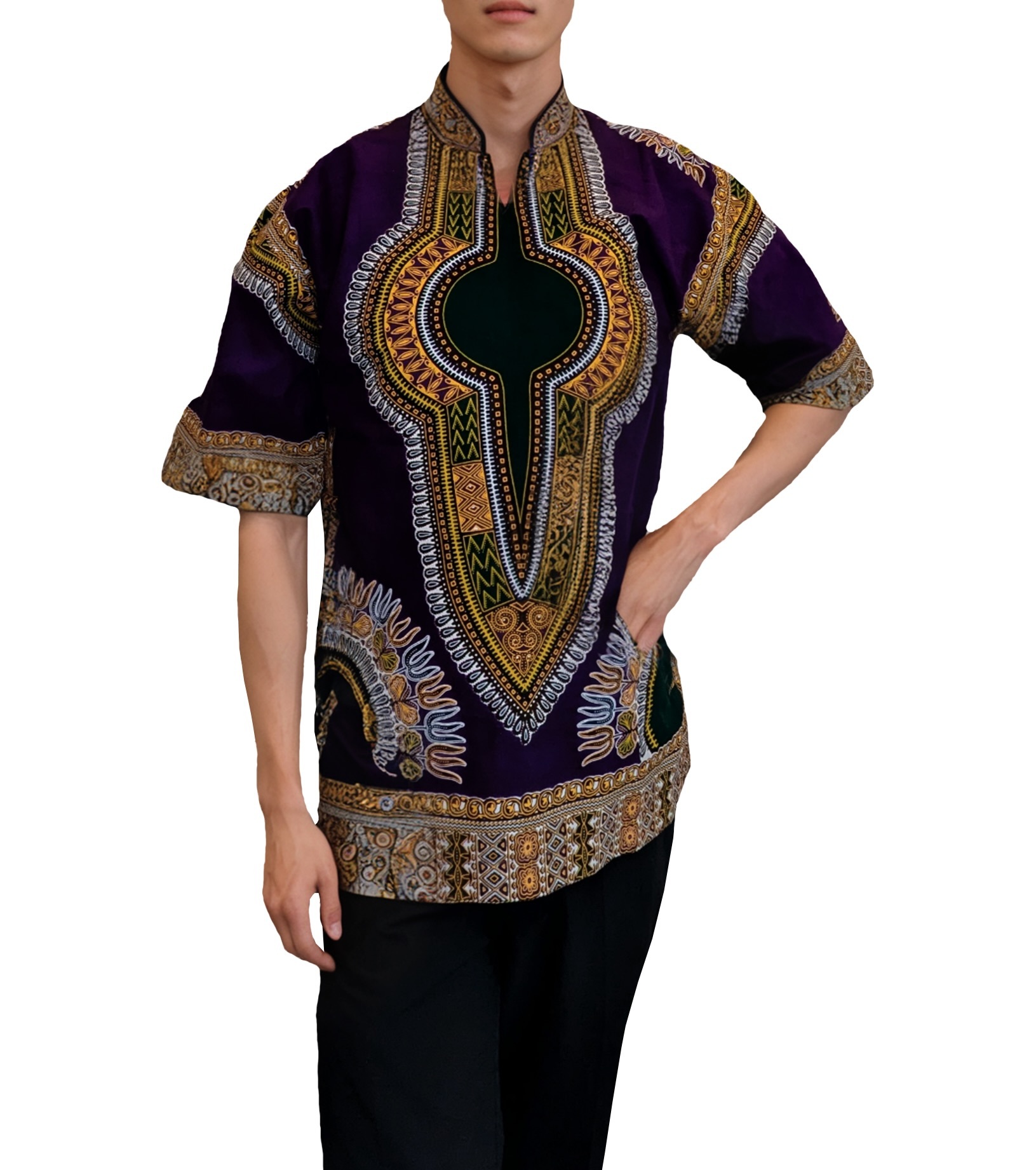 非洲印花｜Dashiki 襯衫 - 深紫 ｜迦納