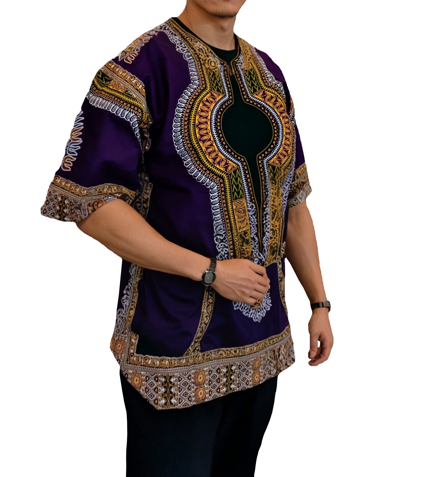 非洲印花｜Dashiki 襯衫 - 深紫 ｜迦納
