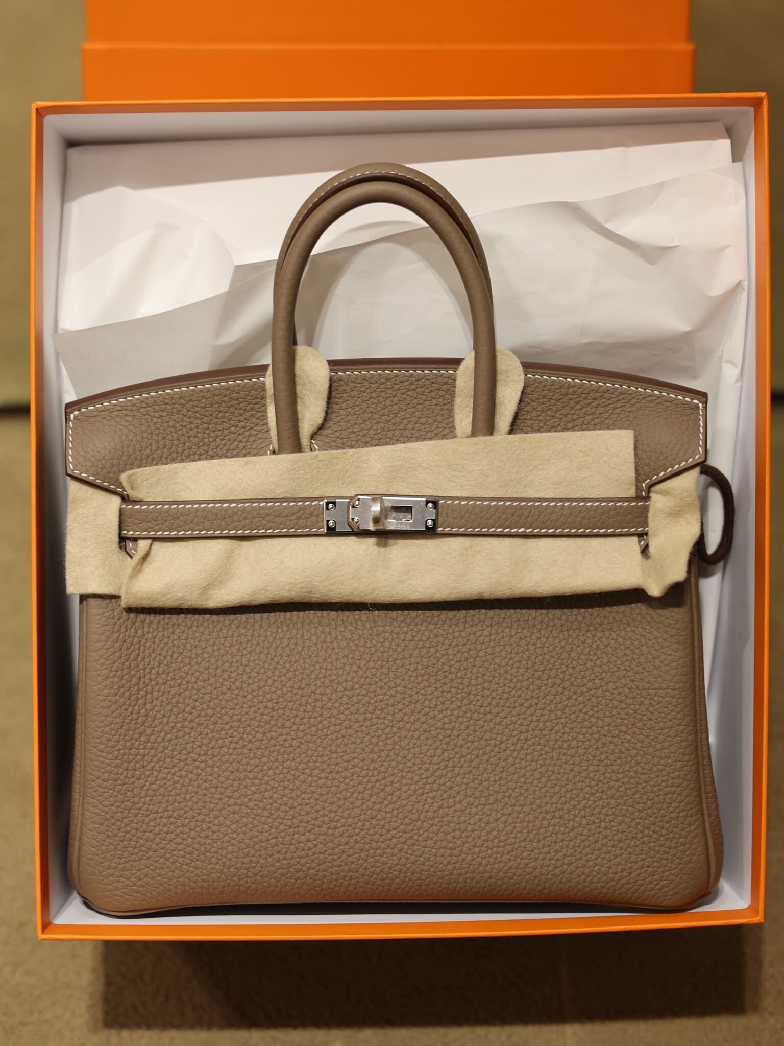 Birkin 25 18 etoupe ck togo G