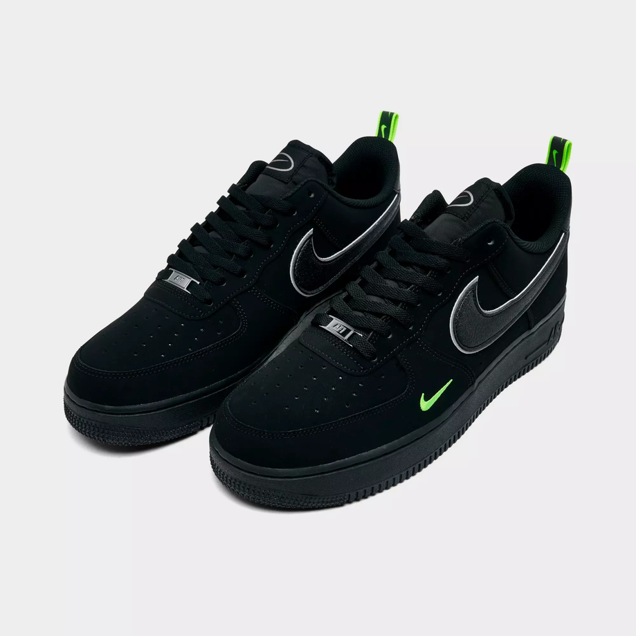 【預訂】 NIKE AIR FORCE 1 07 LV8 磨砂黑刺繡螢光綠 -MEN