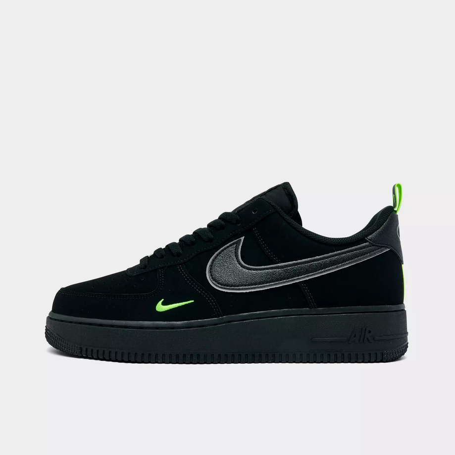 【預訂】 NIKE AIR FORCE 1 07 LV8 磨砂黑刺繡螢光綠 -MEN