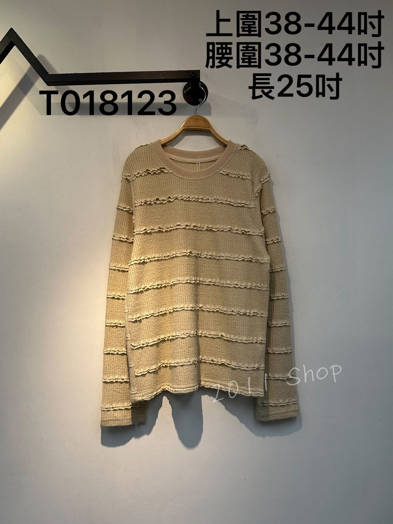 薄款純色立體橫間針織衫  上圍38-44吋 腰圍38-44吋 長25吋  T018123