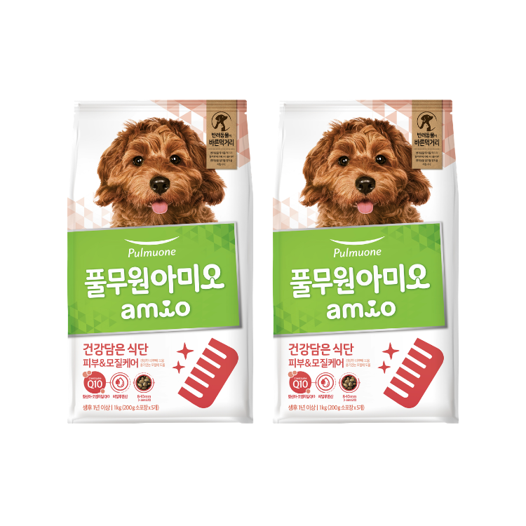 Amio 韓國Q10健康機能狗糧 亮澤毛髮成犬配方 1kg裝 x 2袋 (200g x 10袋)