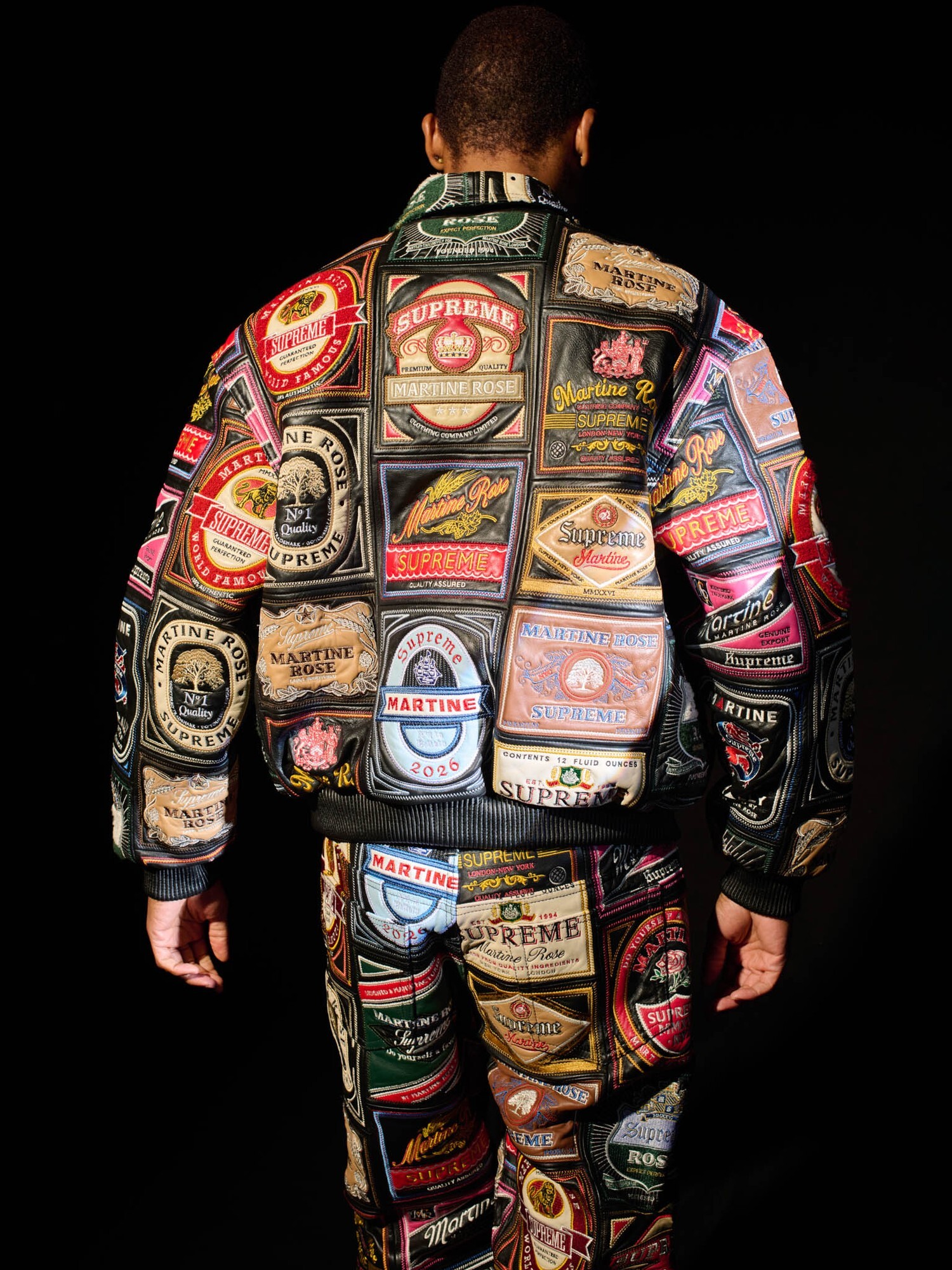 SUPREME X MARTINE ROSE PATCHWORK LABELS LEATHER (JACKET/5-POCKET JEAN) 外套 長褲
