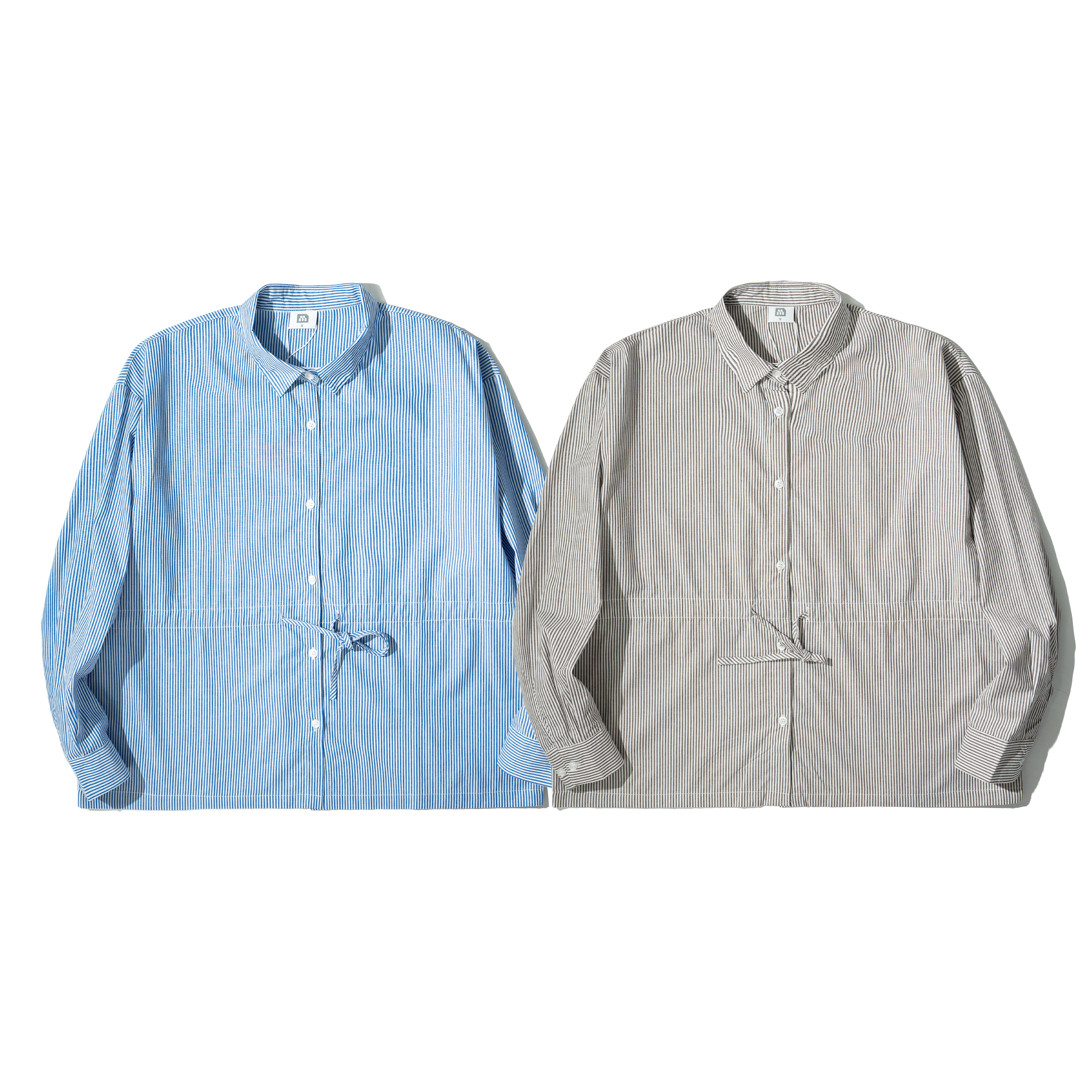 MIAO Straps Stripe LS Shirts 女裝 綁帶條紋 長袖襯衫 [M-SH03]
