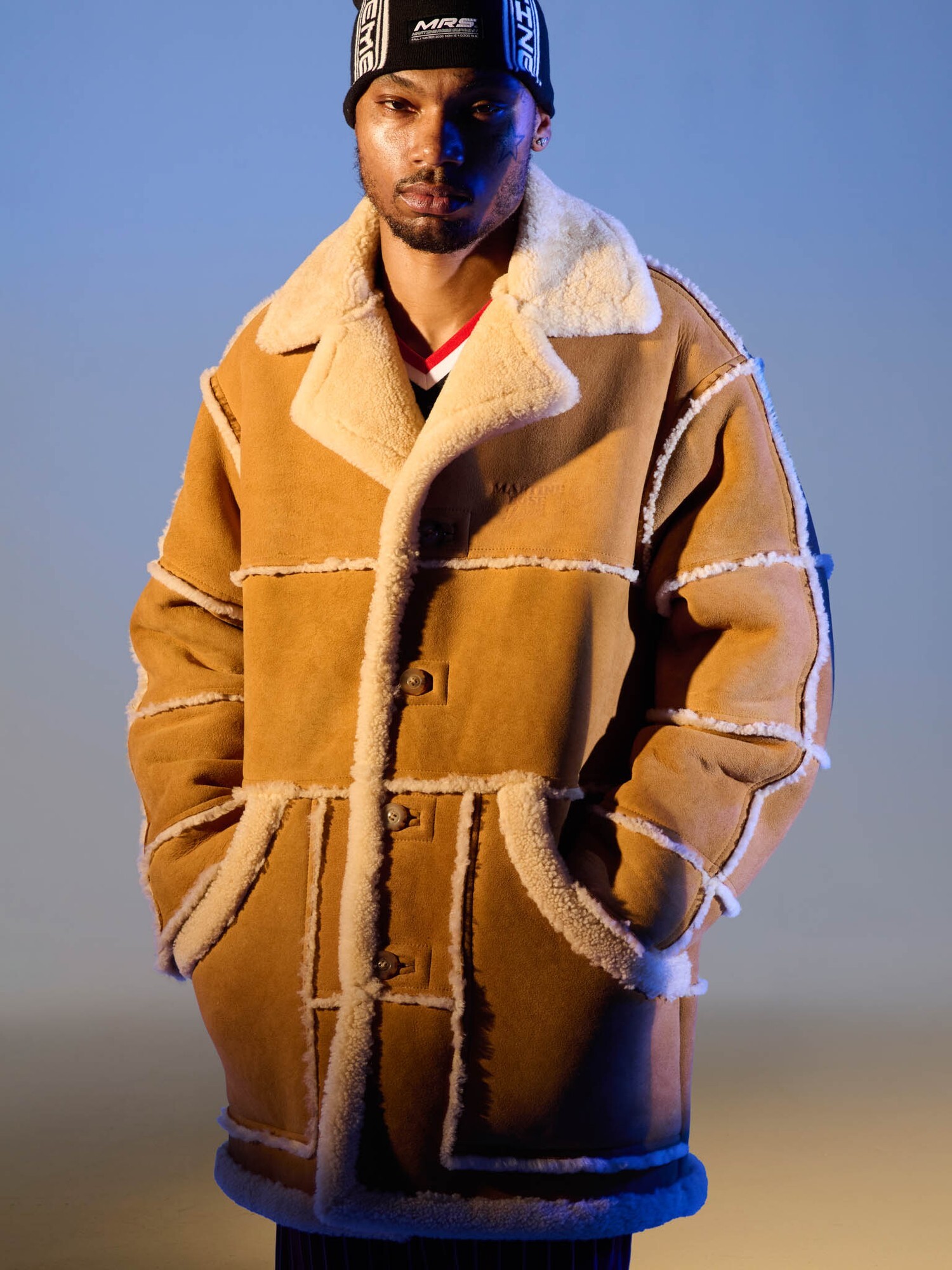 SUPREME X MARTINE ROSE JEFF HAMILTON SHEARLING COAT (灰藍/卡其) 羊毛大衣