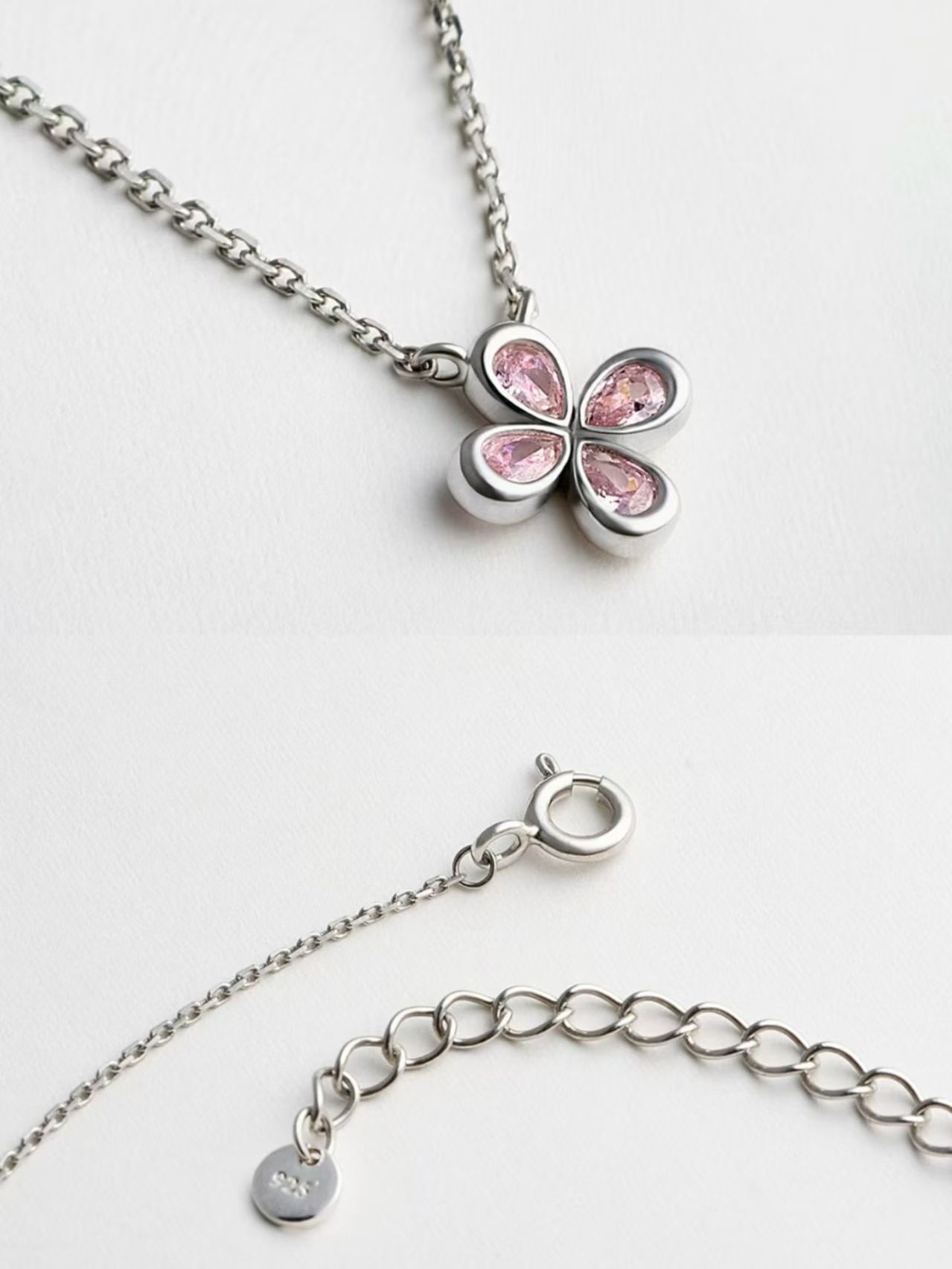 韓國代購 LLOYD 櫻花系列限定新品🌸幸運四葉草粉色水晶鎖骨項鍊🌸