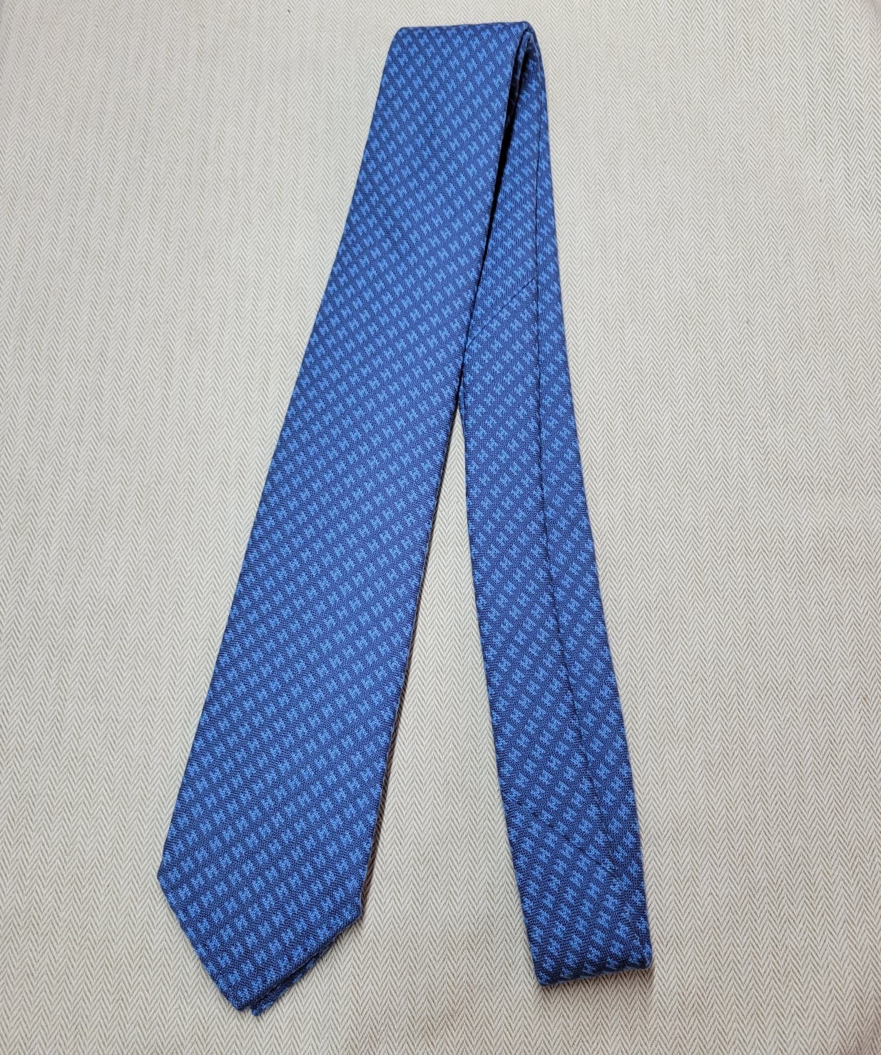 HERMES Faconnee H tie BLUE (WOOL) NO.69