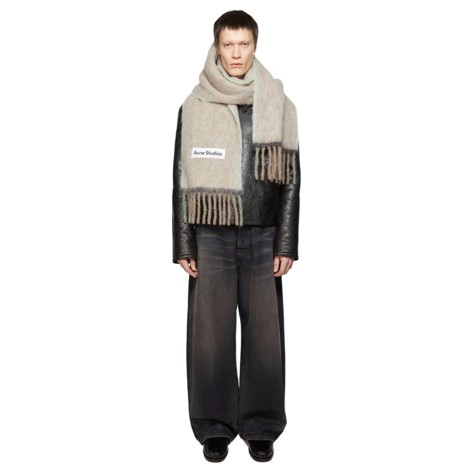 【代購】Acne Studios Logo Patch Fringed Edge Scarf CA0290-ALS