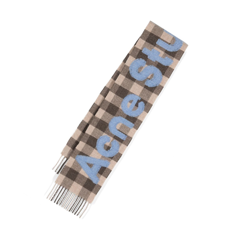 【代購】Acne Studios Jacquard logo Checked Scarf CA0345-BLU