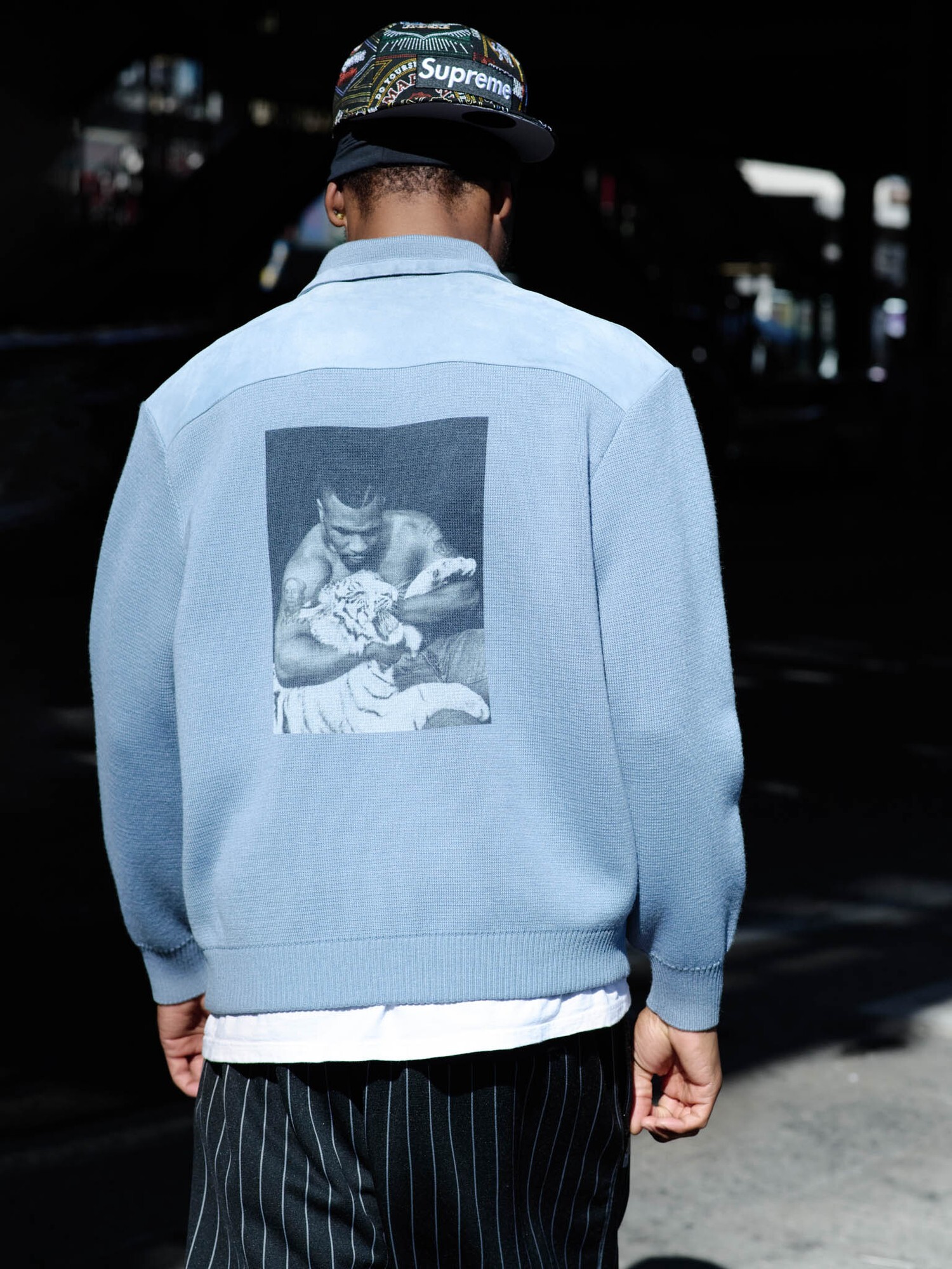 SUPREME X MARTINE ROSE SUEDE ZIP UP CARDIGAN (藍色/卡其/黑色) 麂皮拉鍊罩衫 拳王泰森 MIKE TYSON
