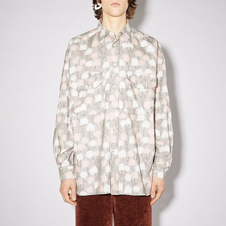 【代購】Acne Studios Shirts Men's Gray Lapel Moderate BB0375-902