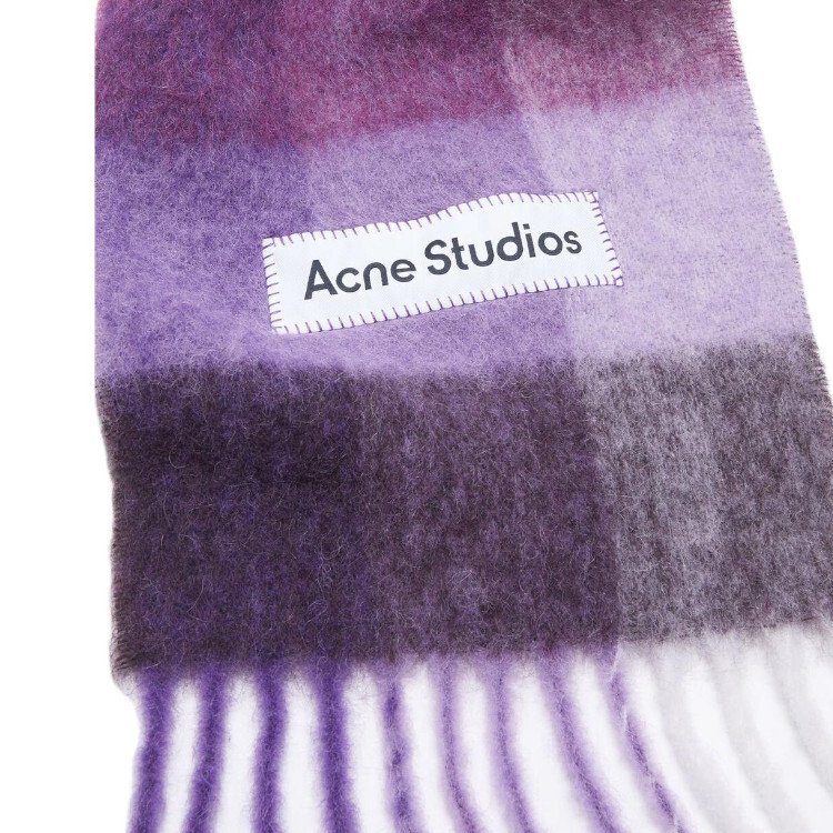 【代購】Acne Studios logo-patch checked scarf CA0084-AHC